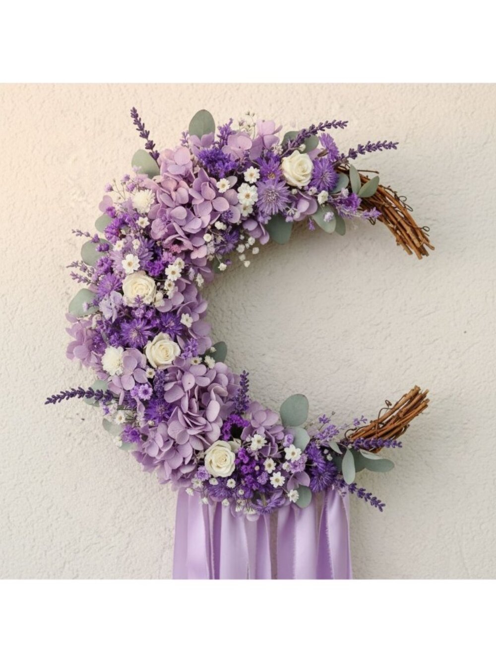 Crescent Moon Wreath Twig Base 12in Rustic Wreath Frame Front Door Decor - Picture 3 of 9